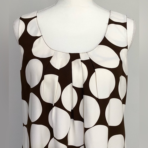Sunny Leigh Womens 10 Brown/Cream Lg Polka Dot Sleeveless Dress Preppy Classic - Picture 3 of 13